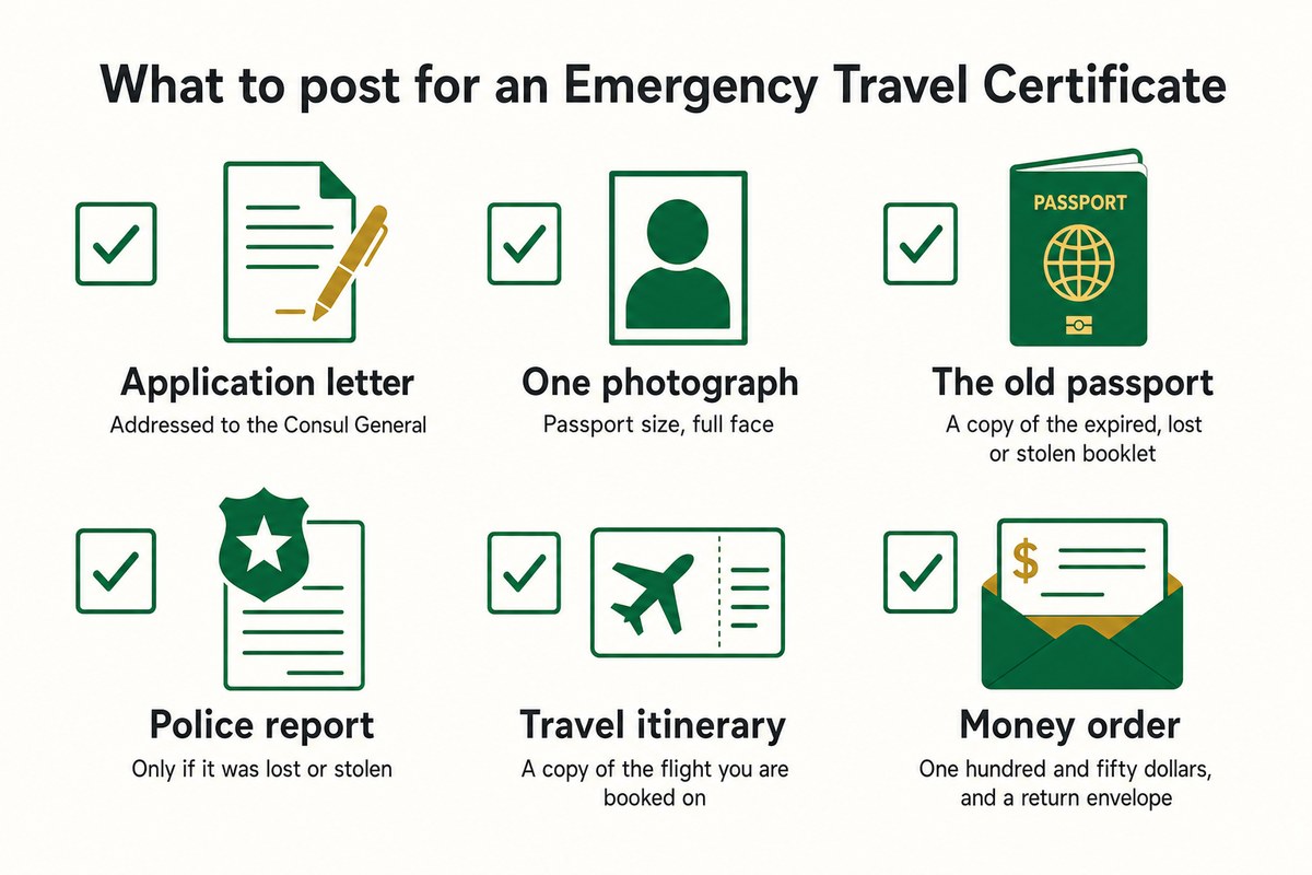 What to post for an Emergency Travel Certificate